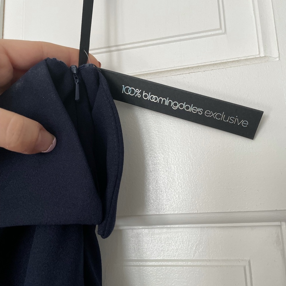 Navy Blue, Aqua crepe dress, size 2, brand new with tags, one shoulder with slit - Picture 7 of 9